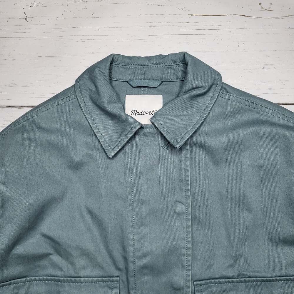 Madewell Cropped Cargo Chino Jacket Faded River Blue Utility Boxy Cotton Small - Picture 5 of 11